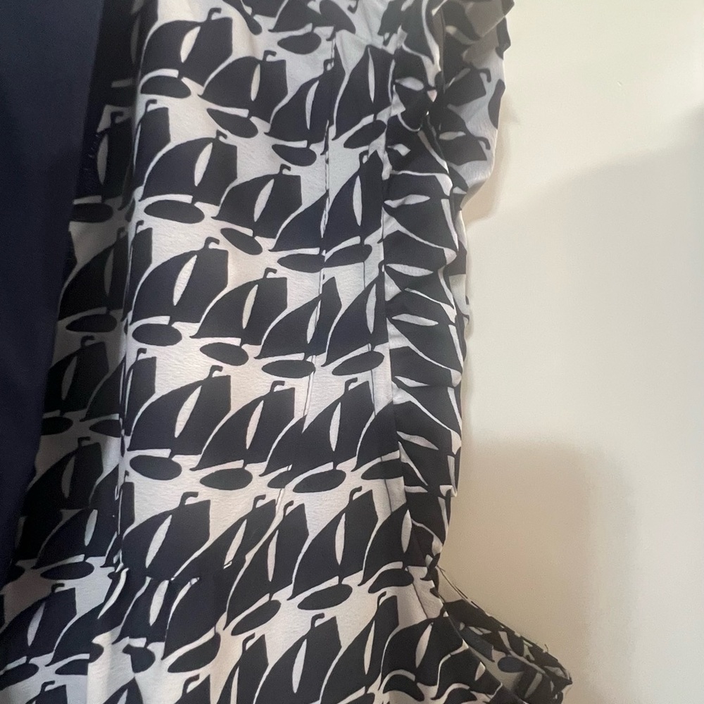 Tommy Hilfiger Navy Blue and White Patterned Blouse - Picture 5 of 5